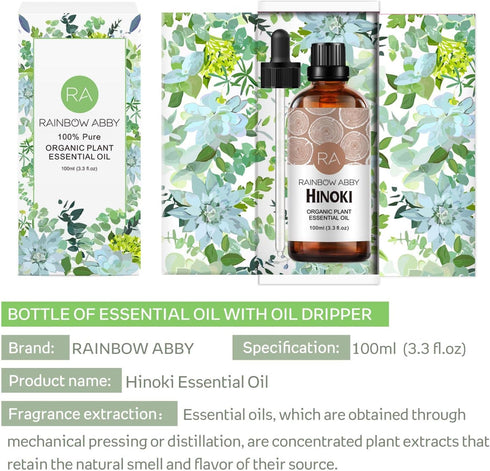 Hinoki Essential Oil (100ML) - 100% Pure Natural Organic Aroma for Diffuser, Massage, and Skin Care