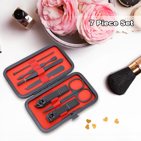 Manicure Set for Fathers Gifts, Stainless Steel Nail Care Set, Professional 7 in 1 Grooming Tool Kit for Men