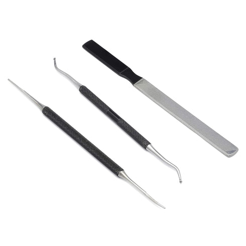 KLIPP Ingrown Toenail Tool Kit for Men and Women – Ingrowing Toe Nail Lifter, Rounded File, Metal Fingernail File for