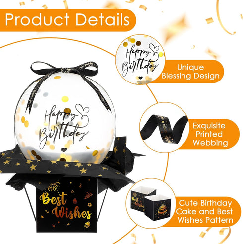 Telooco Set Birthday Money Pull Box, Funny Money Balloon Box for Cash Gift Birthday Happy Birthday Surprise Gifts