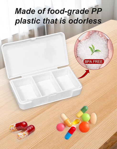 Lexaoyoo 5 Pack 3 Small Pill Organizer, Portable Travel Pill Case with Compartments, BPA-Free Pill Box for Purse
