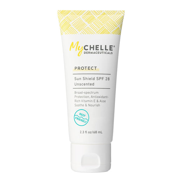 MyCHELLE Dermaceuticals Sun Shield SPF 28 Unscented, 2.3 Fl Oz, Soothing Reef Safe Sunscreen