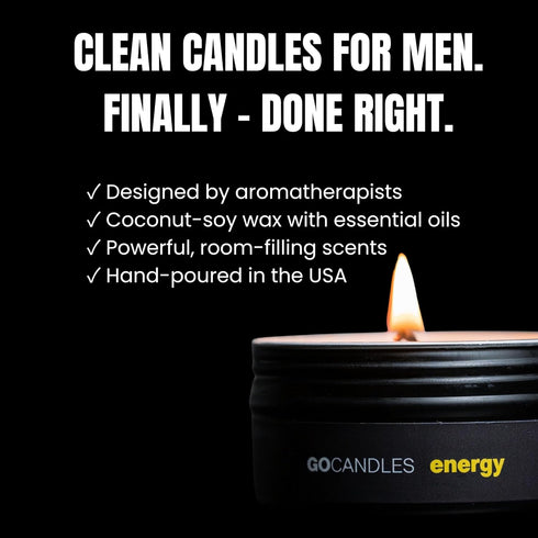 Set Set Go Candles Luxury Scented Candle for Men | Energy Flow Chill | Candles for Home | Aromatherapy | Non Toxic