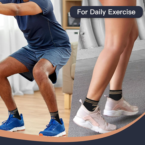 INDEEMAX Copper Ankle Brace for Women Men, Left and Right Foot Compression Support Sleeve Ankle Wrap Socks for Plantar
