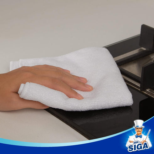 MR.SIGA Microfiber Cleaning Cloth, All-Purpose Towels, Streak Free Cleaning Rags, Pack of 12, White, Size 32 x 32 cm