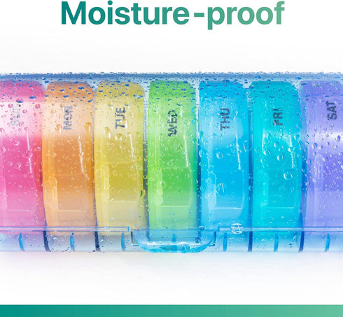 Sukuos Large Weekly Pill Organizer, 2 Times a Day Daily Pill Box 7 Day Easy to Open with Double Protection, AM PM (Blue)