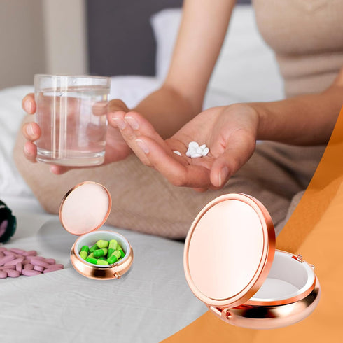WLLHYF Pillbox Pill Box Cute Small Pill Box for Purse & Pocket Medicine Organizer Travel Waterproof Pill Case Metal