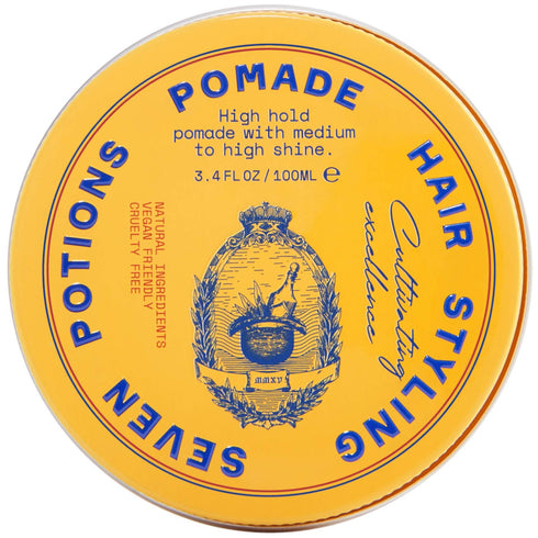 SEVEN POTIONS Hair Styling Pomade For Men 3.4 fl oz - High Shine, High Hold, Water Based, Natural, Vegan
