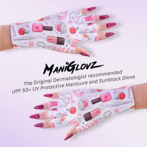 ManiGlovz UPF 50+ UV Light Protective Nail Gloves, Gel Manicure and Anti UV Fingerless Gloves for Women