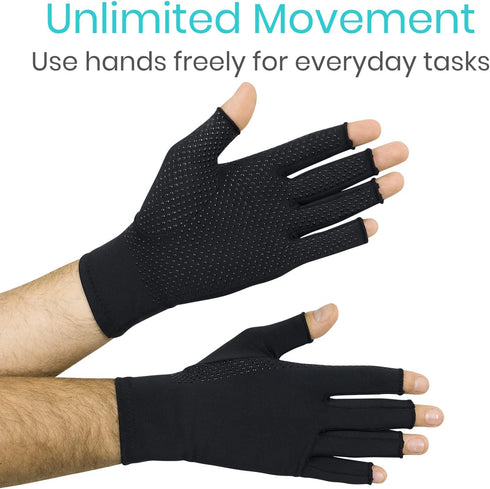 Vive Fingerless Arthritis Gloves for Men & Women, Copper Infused Fabric for Therapeutic Compression