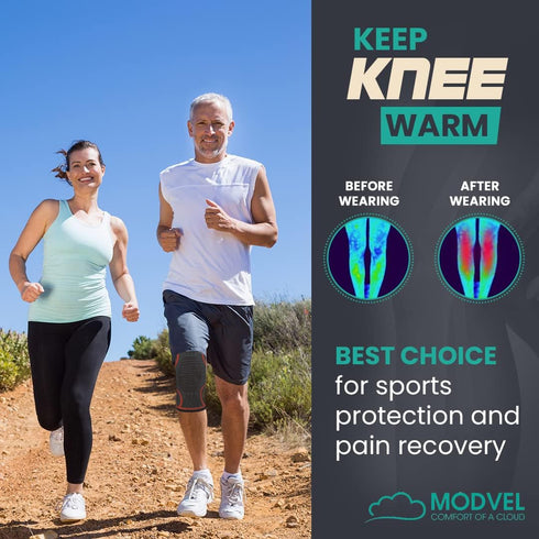 Modvel 2 Pack Knee Brace for Men & Women, Compression Sleeve for Knee Pain Relief, Sports Support