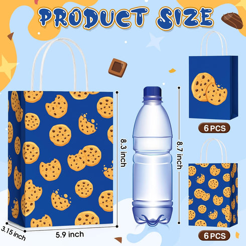 Locmeo 12 Pcs Cookie Party Gift Bags Bulk, Cookie Favor Bags with Handle Kraft Favors for Street Theme Birthday Party