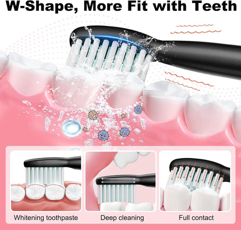 MAXWISDOM 8 100 5 Rechargeable Electric Toothbrush, Brush Heads, with Day Battery Life, Cleaning Modes, Fast Type-C
