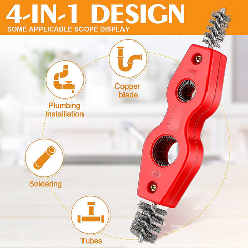 4 Pieces Copper Pipe Cleaner and Reamer Set, 4 In 1 Pipe Deburring Brush for PVC PPR Copper