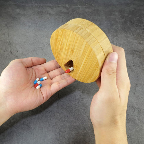 Set 2 2 7-Day AM&PM of Bamboo Wood Pill Organizer for Medicine Vitamin Times a Day, Arthritis Friendly Pill Box Medium