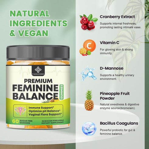 Gummies Immune 60 Count Feminine Balance Probiotic - Women's Vaginal Health Support | PH Balance & Odor, Flora, Support