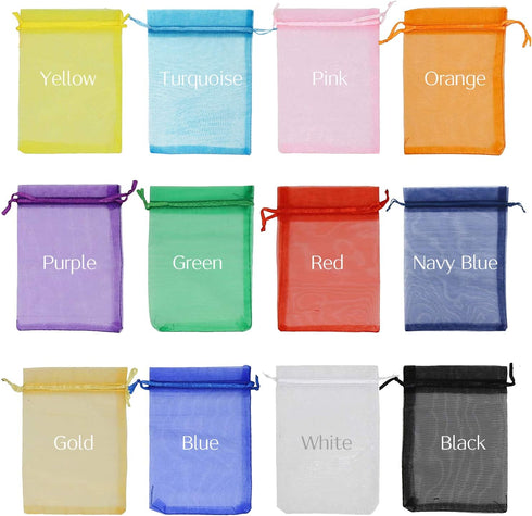 120PCS Sheer Organza Bags 5X7 inches - Mesh Drawstring Gift Bags for Jewelry, Wedding, Party, Baby Shower Favor