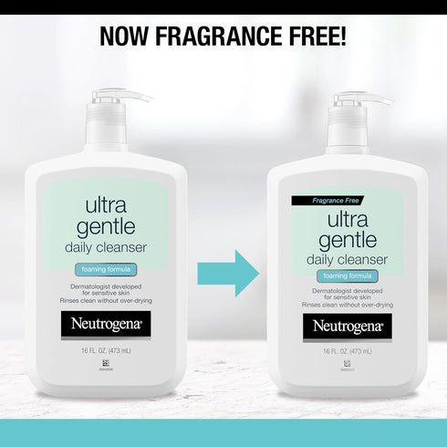 Neutrogena Ultra Gentle Foaming and Hydrating Face Wash for Sensitive Skin, 16 fl. oz, Oil-Free, Soap-Free