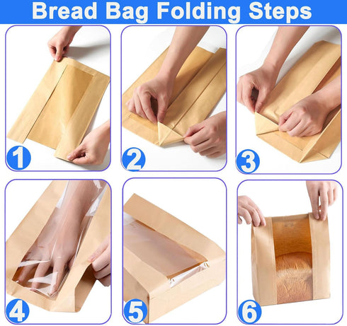 35PCS Large Paper Bread Bags, Sourdough Bread Paper Bags for Homemade Bread, Kraft Paper Bakery Bags with Window and