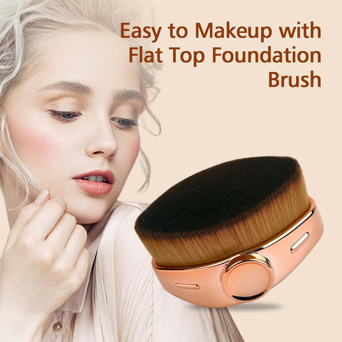 VONOVO Foundation Makeup Brush Flat Top Kabuki Face Blush Liquid Powder Foundation Brush for Blending Liquid, Cream or Flawless Powder Cosmetics Gifts for Women (Rose-Gold)
