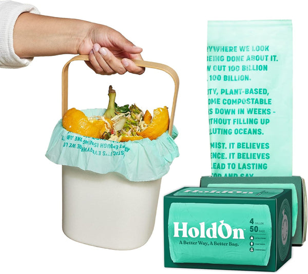 4-Gallon Trash Bags, Plant-Based, Heavy-Duty, Compostable Small Kitchen Trash Bags, 2-pack, 100 Bags