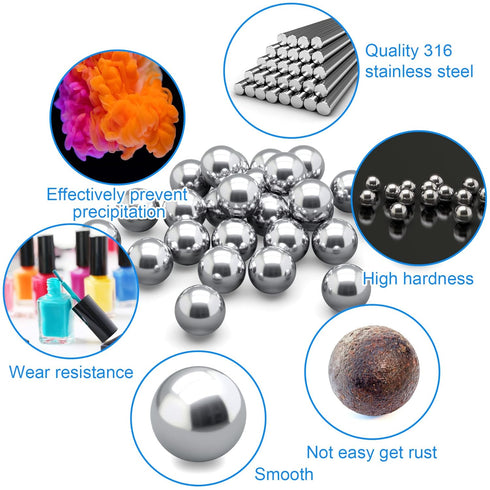 PAGOW 125PCS Paint Mixing Balls, 4mm Stainless Steel Bearing Balls for Nail Polish