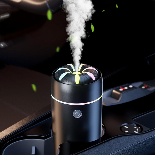 Car Humidifier Diffuser for Essential Oils, USB Cool Mist Air Freshener for Car, Home, Office, Bedroom (Black)