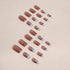 White French Tip Press on Nails, Medium Square Fake Nails with Butterfly Lines Design, 24Pcs Full Cover