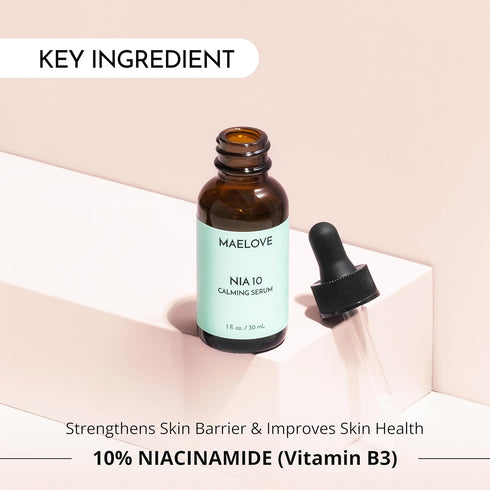 MAELOVE NIA 10 Niacinamide Serum, Calming Face Serum for Hydration, Pore Refinement, Suitable for Sensitive Skin