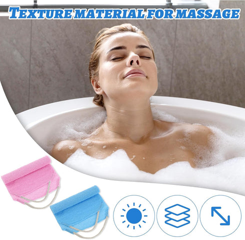 2Pcs Back Scrubber Body Bath Pull Strap Scrubber with Handles - Nylon Exfoliating Washcloth for Skin