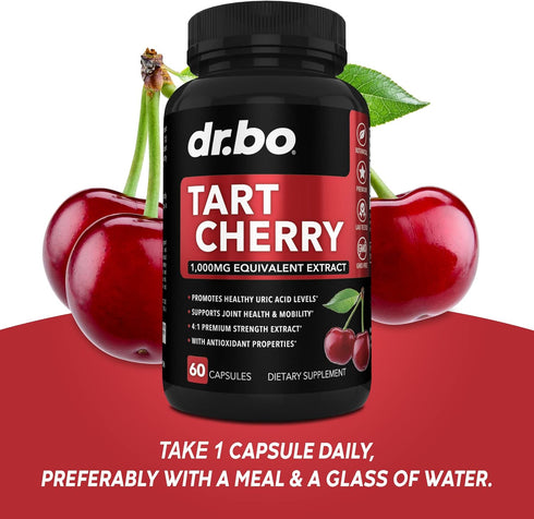 Tart Cherry Extract Capsules - Antioxidant Pills for Rest Support, Purge Uric Acid Flush Cleanse