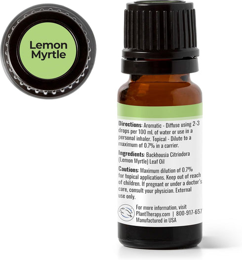 Plant Therapy Lemon Myrtle Essential Oil 10 mL (1/3 oz) - 100% Pure, Undiluted, Therapeutic Grade Oil
