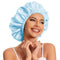 Satin Bonnet Silk Hair Bonnet for Sleeping, Slouchy Beanie Hat for Women's Natural & Curly Hair (Blue)