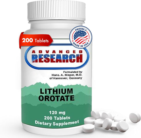 Dr. Hans Nieper Lithium Orotate 5mg, 200 Count, Lab Tested, Vegan Friendly