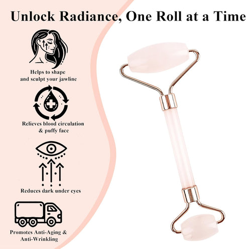 Natural Jade Roller for Face, Aging Wrinkles Facial Skin Massager Treatment Therapy - Premium Jade Stone by Crystal
