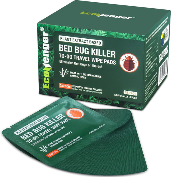 EcoVenger Bed Bug Killer Wipes, 28pcs Portable Travel-Sized Wipes, Non-Toxic, Kills 100% All Stages on Contact