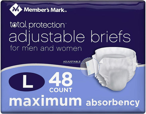 MEMBERS MARK Member's Mark Total Protection Adult Briefs for Men & Women, Large (48