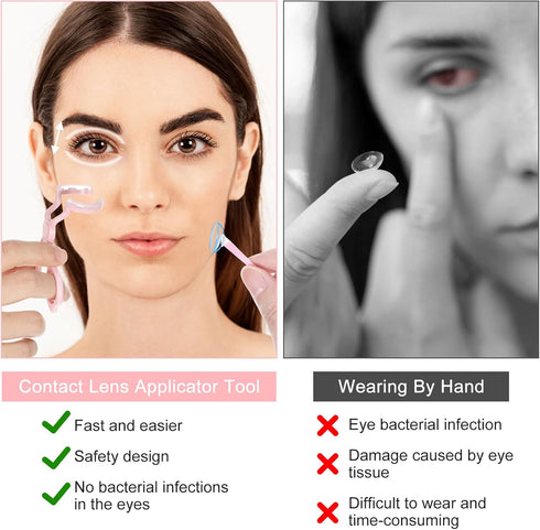 oruola Set Contact Lenses Applicator Tool,Contact Lens Applicator,Contact Remover Tool for Soft Contacts Insertion Tool
