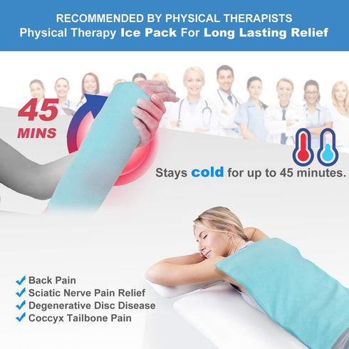 12"x 21" Extra Large Gel Ice Pack with Soft Fabric Cover, Ice Pack for Injuries Reusable, Ice Pack for Back Pain Relief, Cold Compress for Back, Flexible Cooling Pad for Knee, Hip, Sciatica