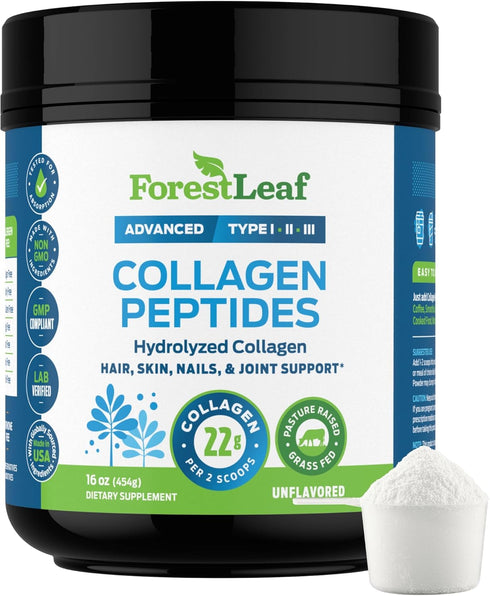 Collagen Peptides Powder Unflavored, Hydrolyzed Collagen Protein Powder for Hair, Skin, Nails & Joints, 11g Per Serving
