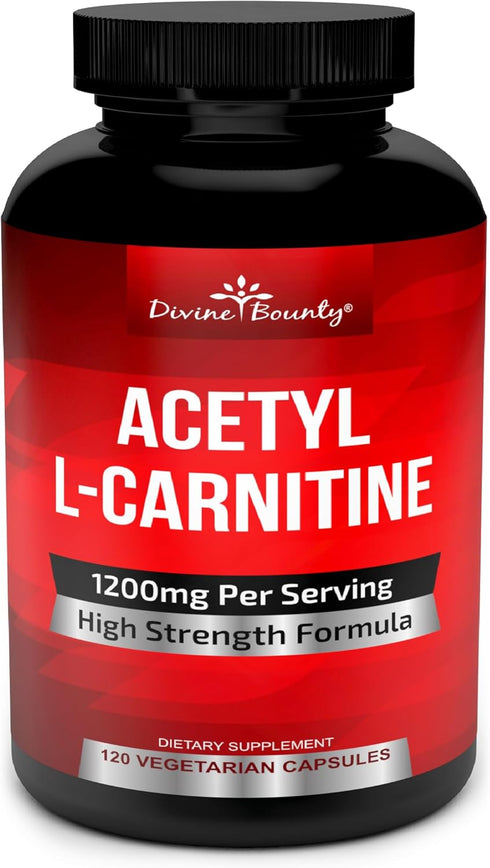 Divine Bounty Acetyl L-Carnitine Capsules, 1200mg Per Serving, 120 Vegetarian Capsules