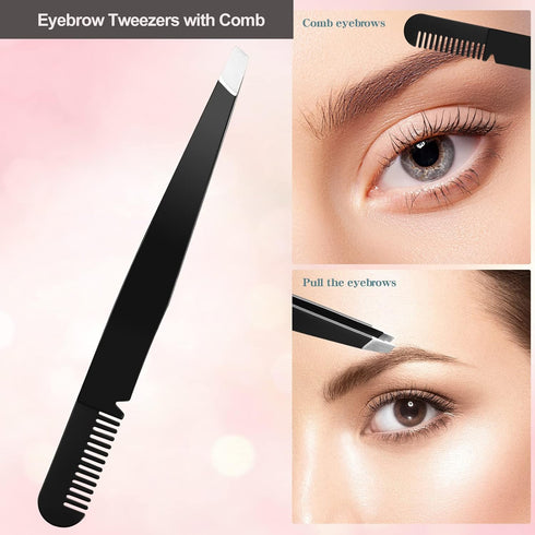 KAJUDA Eyebrow Razor Kit, 5 in 1 Eyebrow Grooming Set for Women and Men, Includes Comb, Tweezers, Scissors