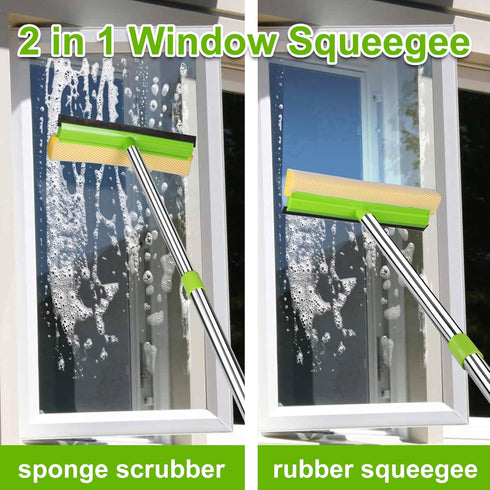 ITTAHO 2 in 1 Squeegee for Window Cleaning - 58'' Long Handle Window Washing Kit for Shower, Windshield, and Glass