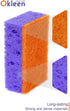 Okleen 9 Pack, 4.3x2.8x1.4 inches. Purple and Orange Multi Use Scrub Sponges. Made in Europe. Heavy Duty & Non Scratch