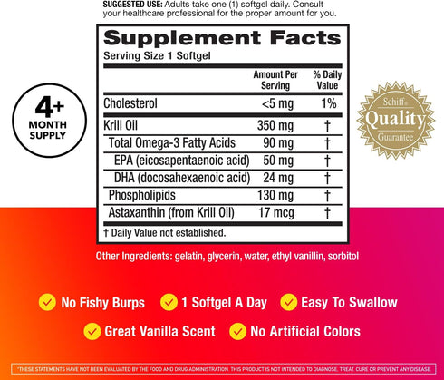 MegaRed Omega-3 Krill Oil, 350mg Softgels (130 Count), EPA & DHA with Antioxidant Astaxanthin