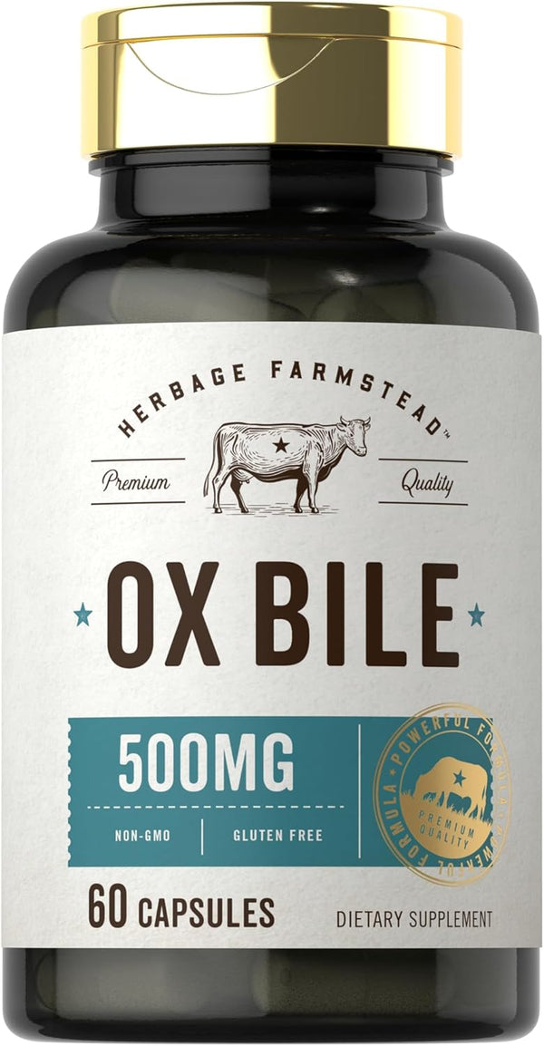 Carlyle Ox Bile Supplement | 500mg | 60 Capsules | Non-GMO & Gluten Free | Digestive Enzyme by Herbage Farmstead