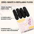 ECO ROOTS Organic Bamboo Floss Refill x4 Rolls, Eco Friendly Dental Charcoal Floss, Reusable Flosser, Vegan Bamboo