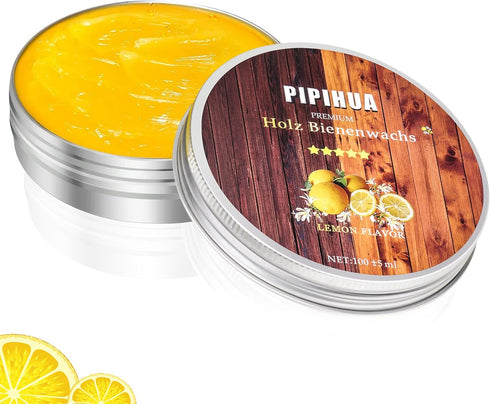 PIPIHUA Beeswax Furniture Polish - 1pc Waterproof & Repair Wood Wax with Sponge (Lemon)