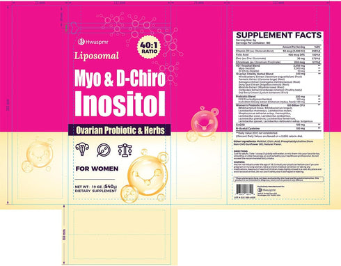 Hwuspmr 180 40:1 Liposomal Myo-Inositol & D-Chiro Inositol Powder | Days Supply | Ideal Ratio Inositol Supplement