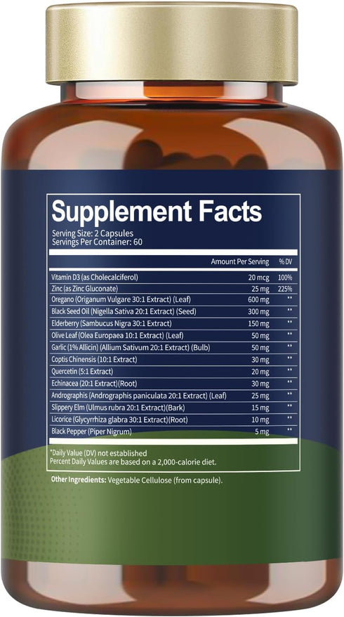 Immune 120 Counts Totaria Oil of Oregano with Black Seed Oil Capsules High Absorption with Garlic,Olive